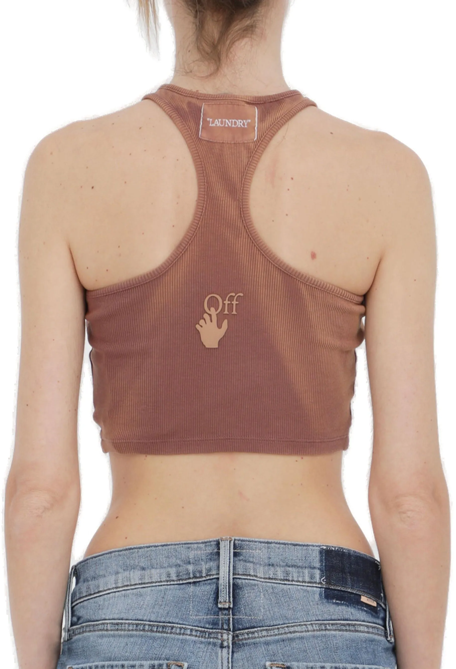 Off-White Logo Printed Cropped Tank Top