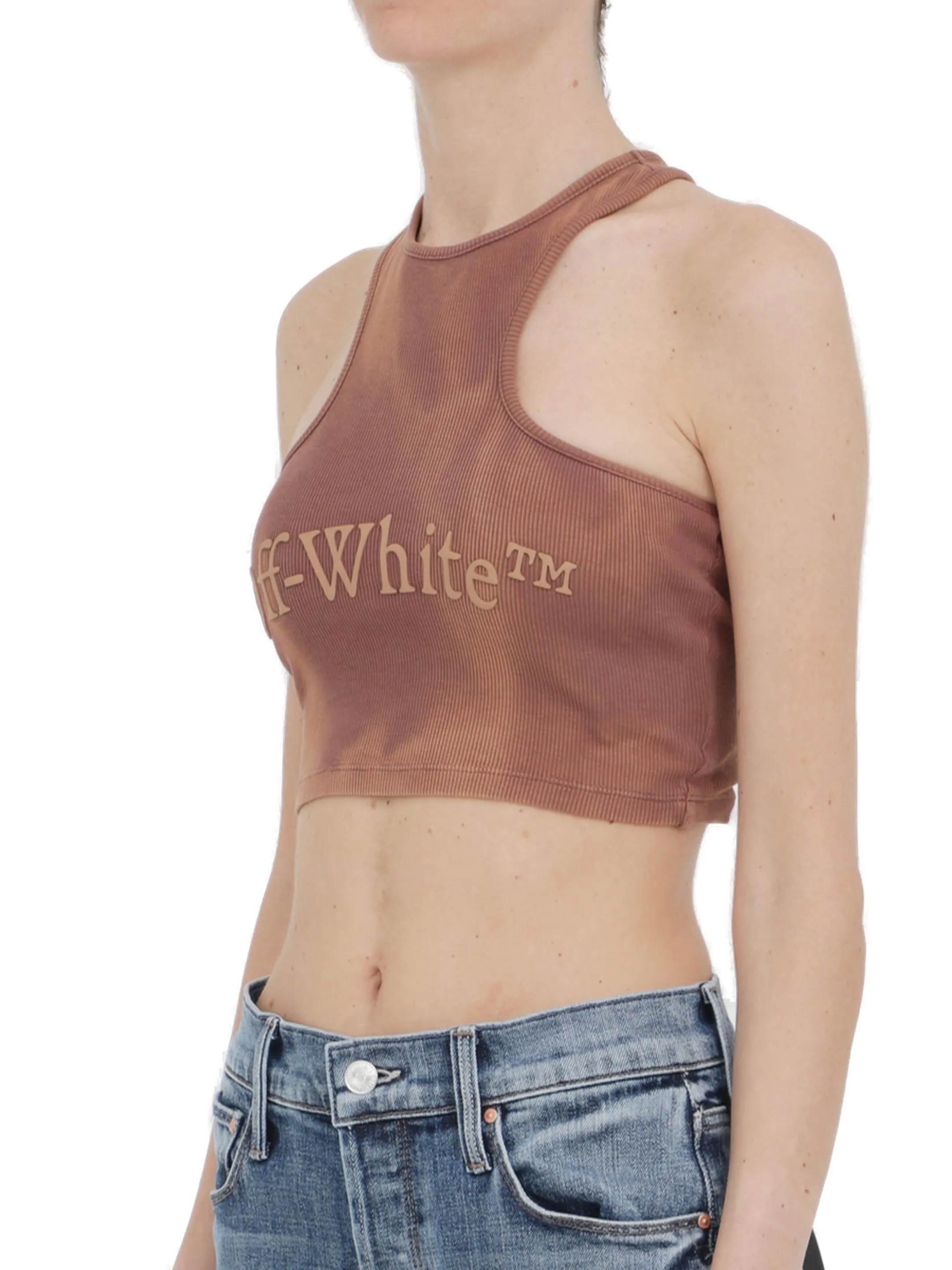 Off-White Logo Printed Cropped Tank Top