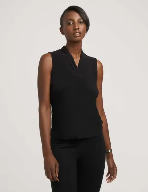 Petite V-Neck Triple Pleat Top