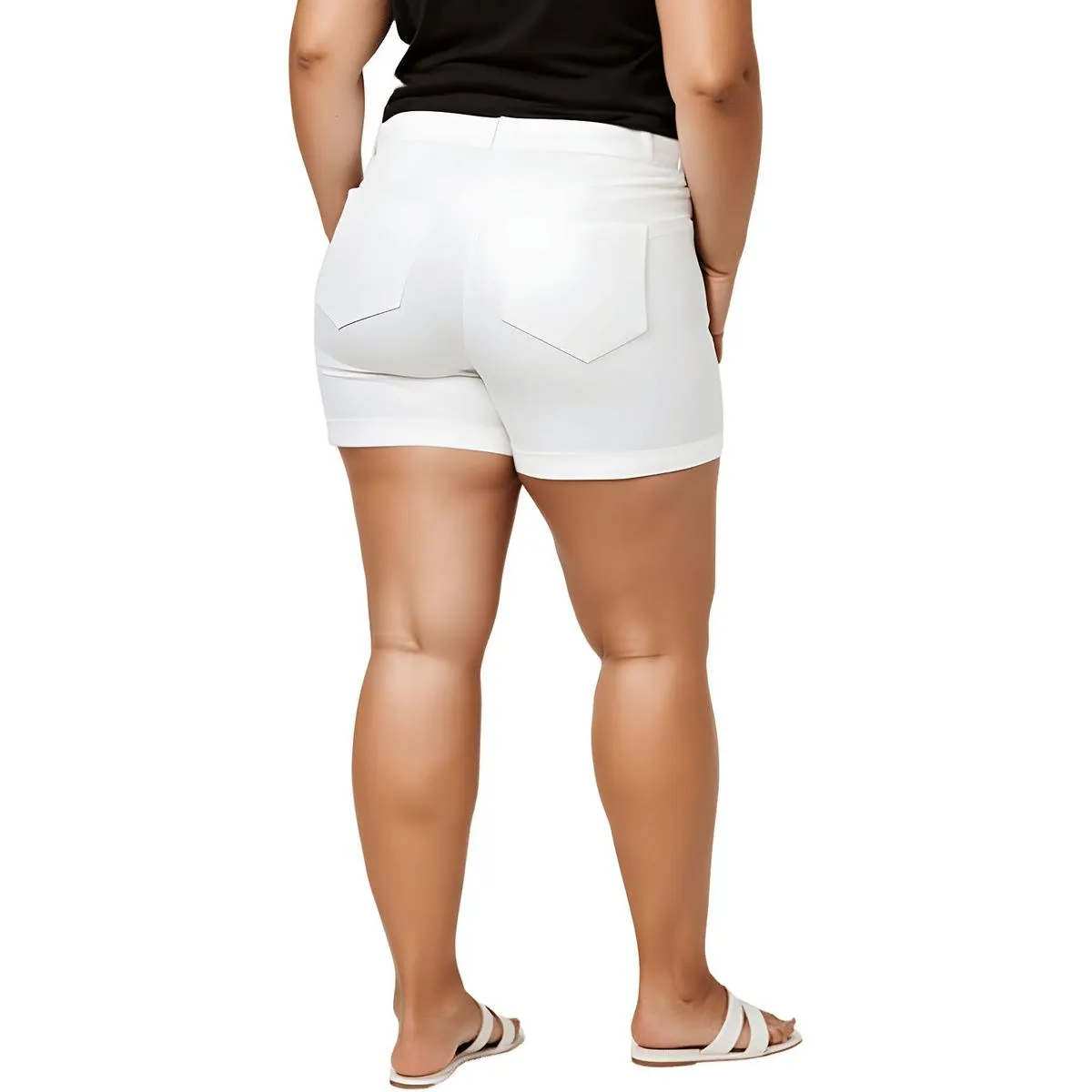 Plus The Sugar Womens Mid-Rise Cuffed Denim Shorts