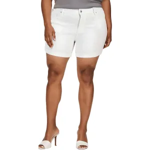Plus The Sugar Womens Mid-Rise Cuffed Denim Shorts