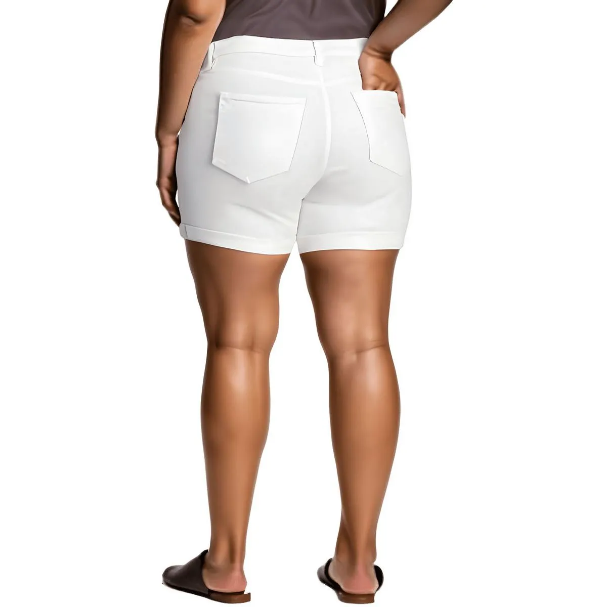 Plus The Sugar Womens Mid-Rise Cuffed Denim Shorts