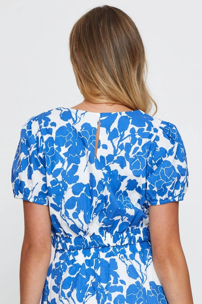 Print Crop Top Short Sleeve