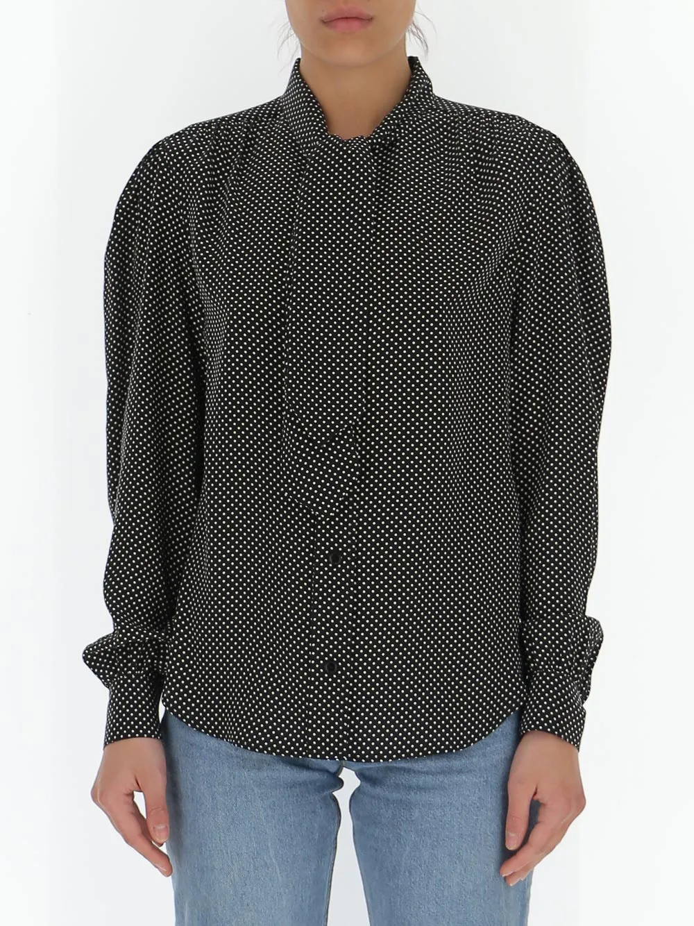 Saint Laurent Lavallière-Neck Blouse