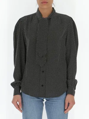 Saint Laurent Lavallière-Neck Blouse