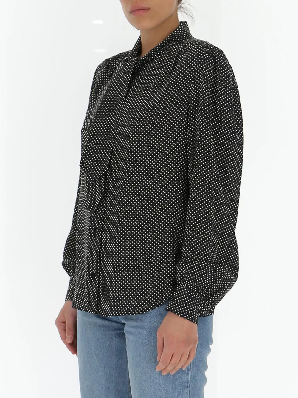 Saint Laurent Lavallière-Neck Blouse