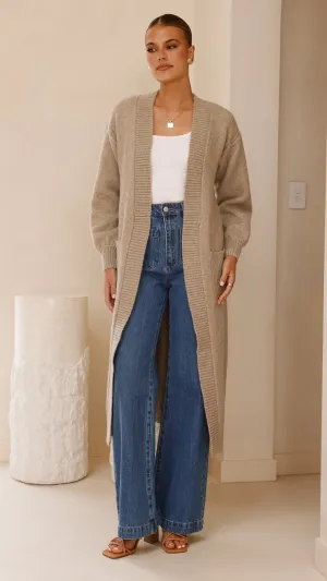 Sheera Longline Knit Cardigan - Oat