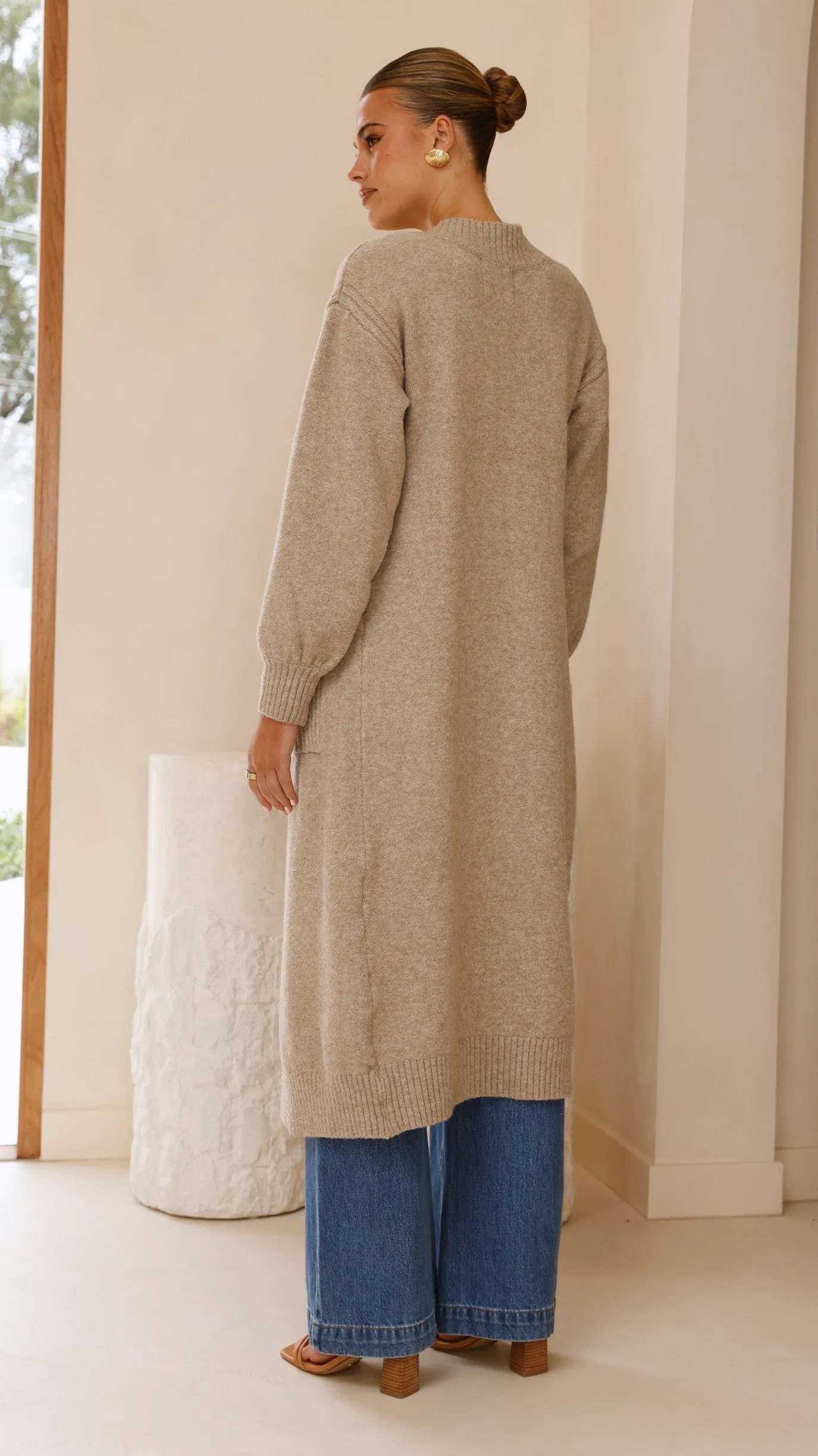 Sheera Longline Knit Cardigan - Oat