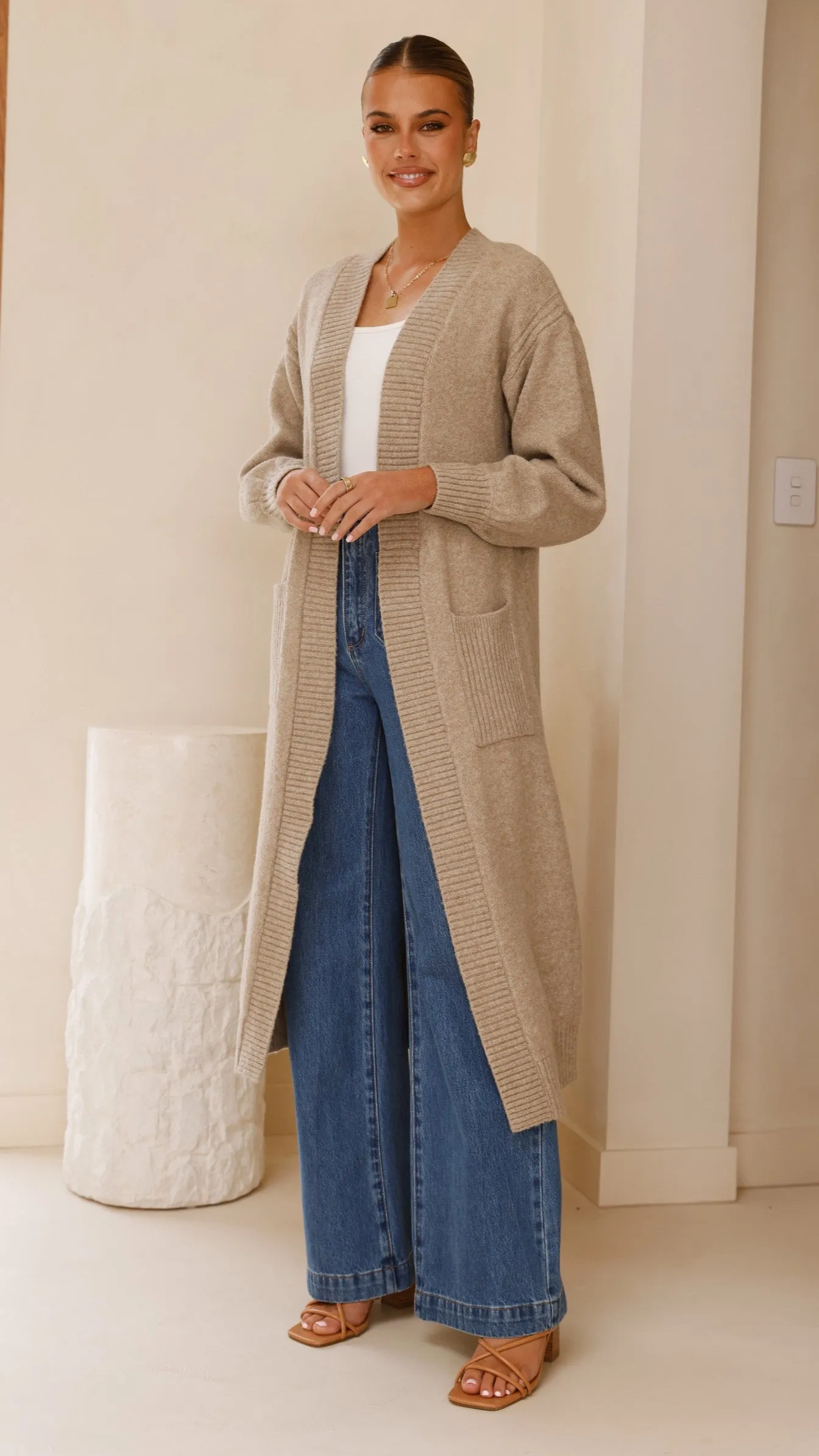 Sheera Longline Knit Cardigan - Oat