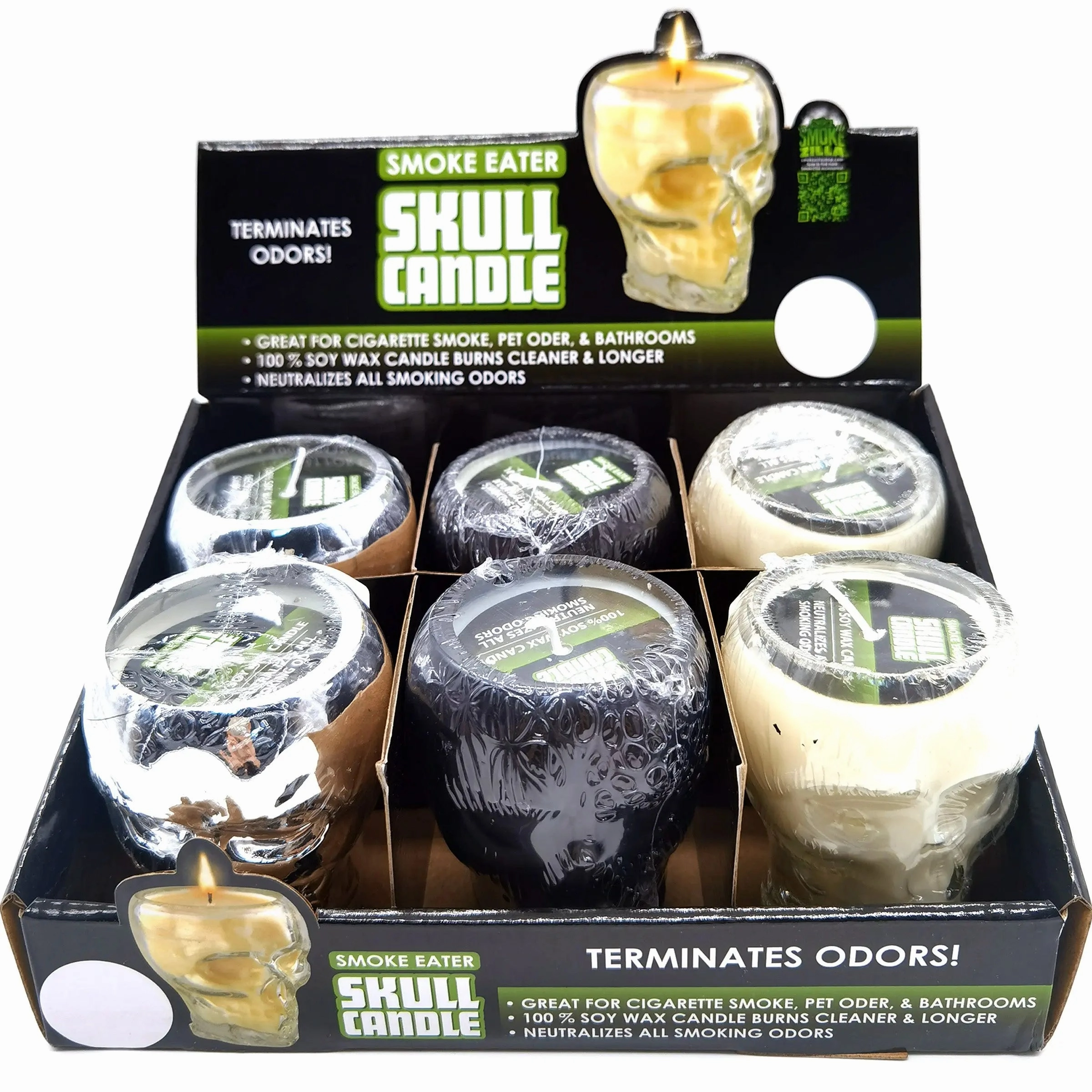 Smoke Eater Skull Candle - 6 Pieces Per Retail Ready Display 22543