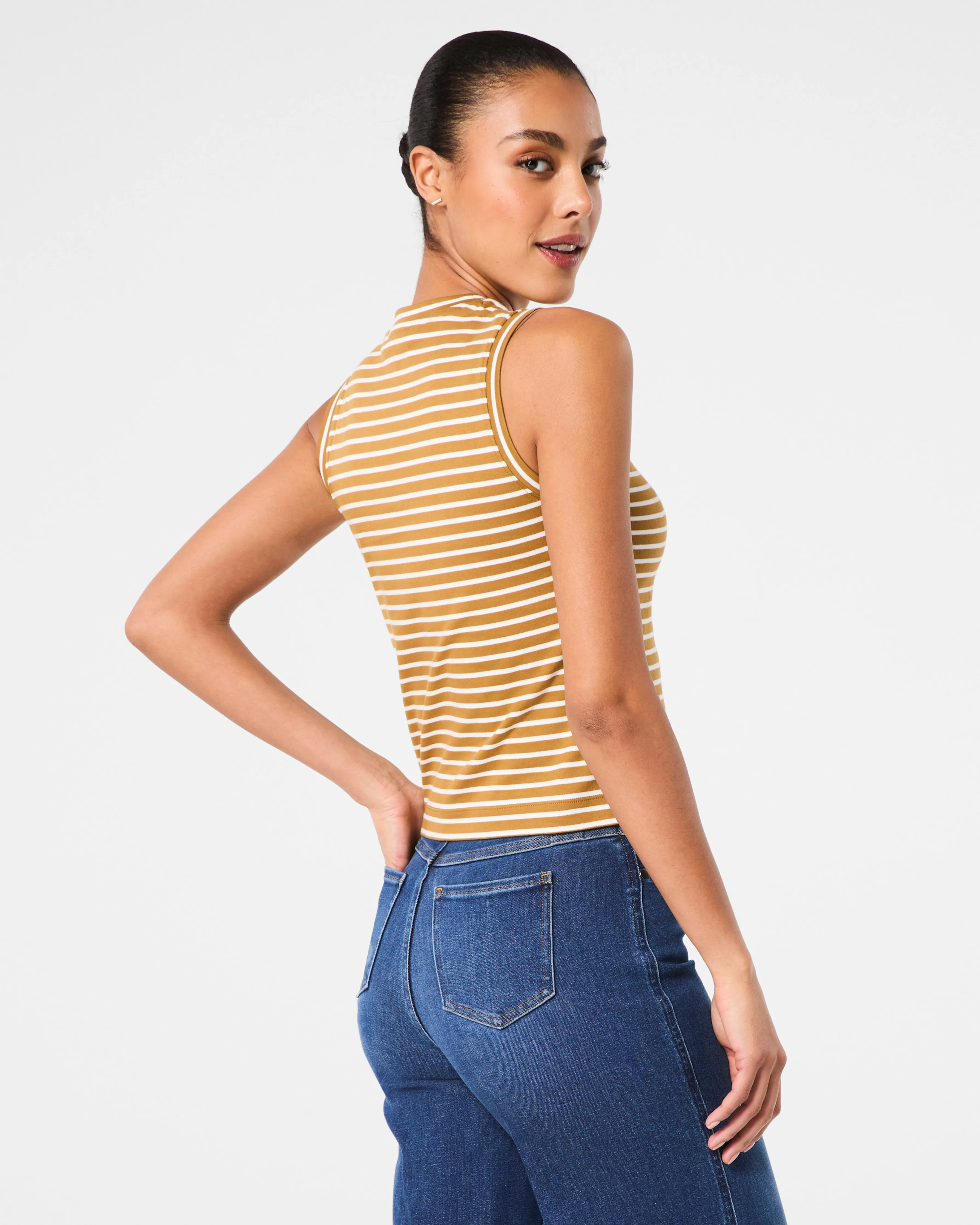 SPANX® Cotton Crewneck Tank Stripe