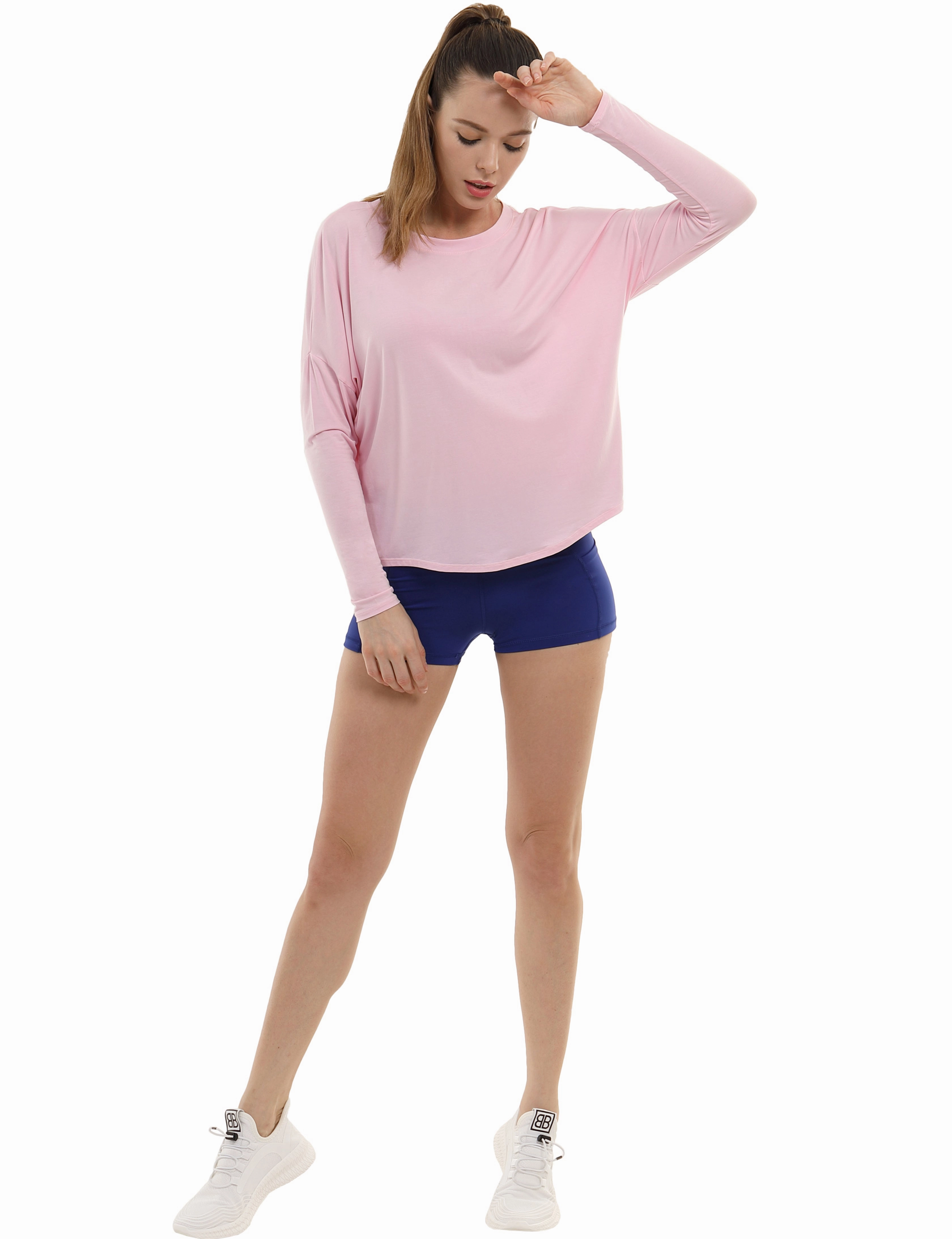 Tall Size Batwing Tunic Tops lightpink_Tall Size