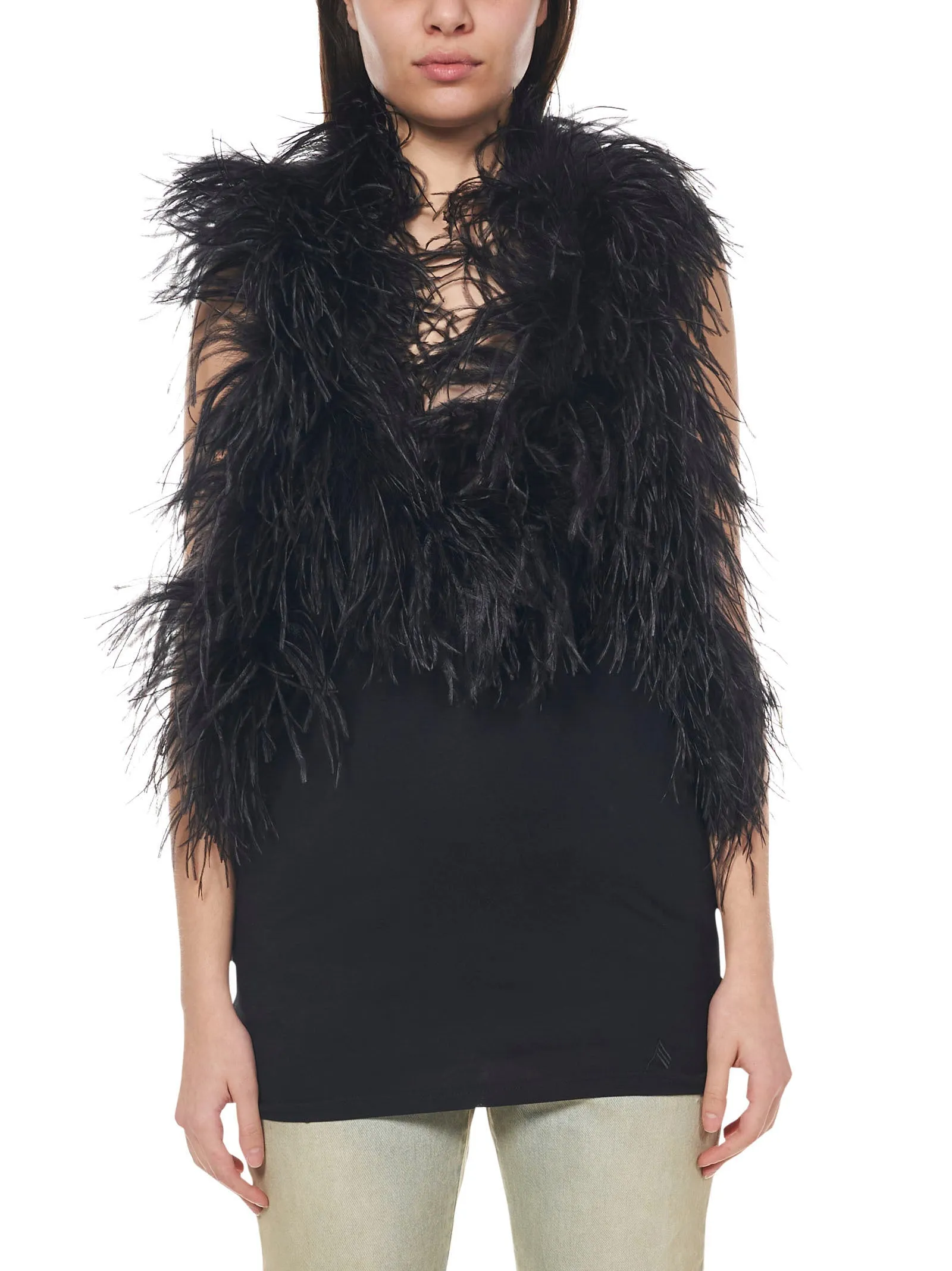 The Attico Sleeveless V-Neck Fluffy Top