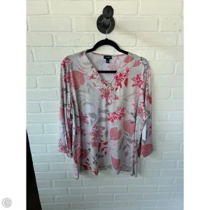Top 3/4 Sleeve By Cme In Cream & Red, Size: Xl