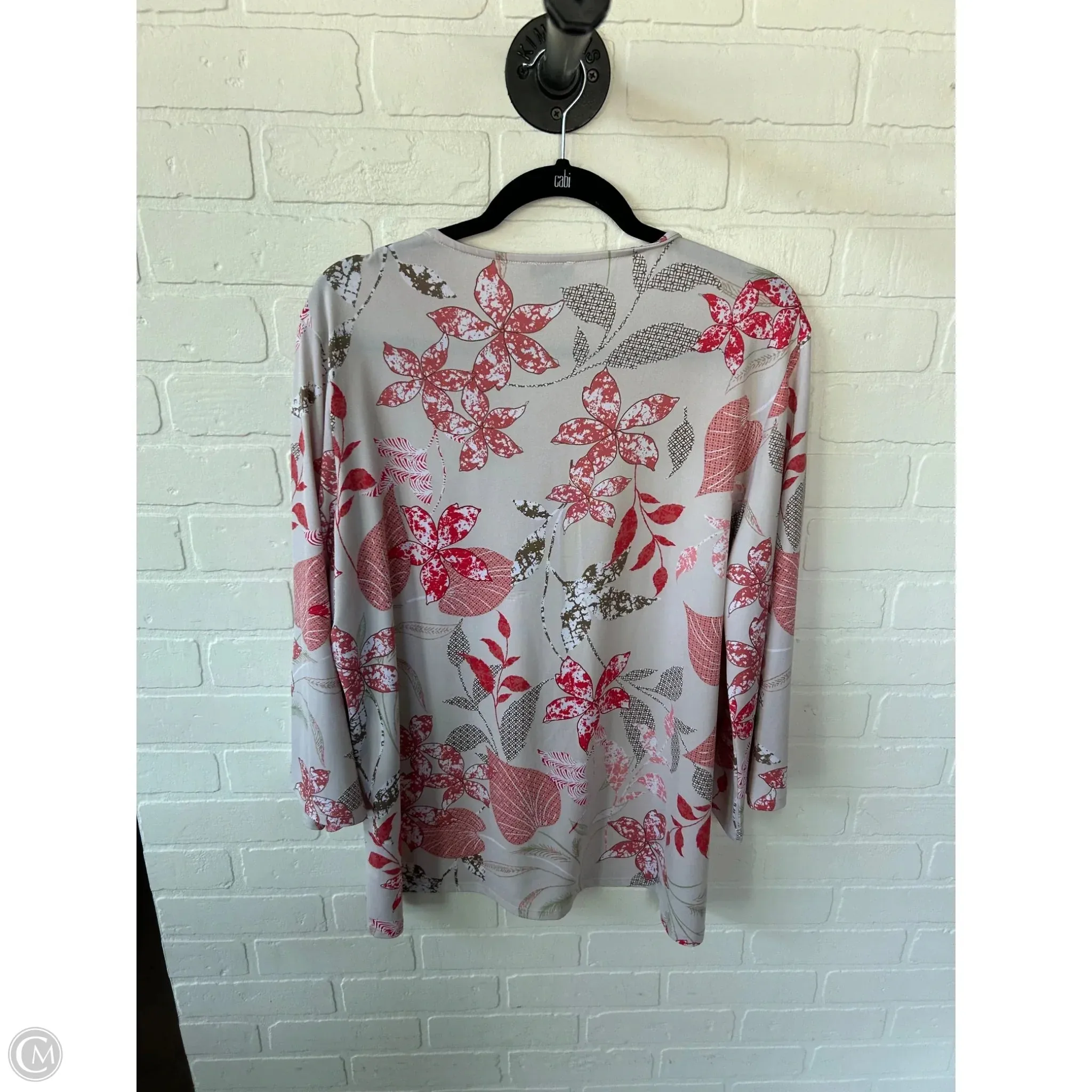 Top 3/4 Sleeve By Cme In Cream & Red, Size: Xl