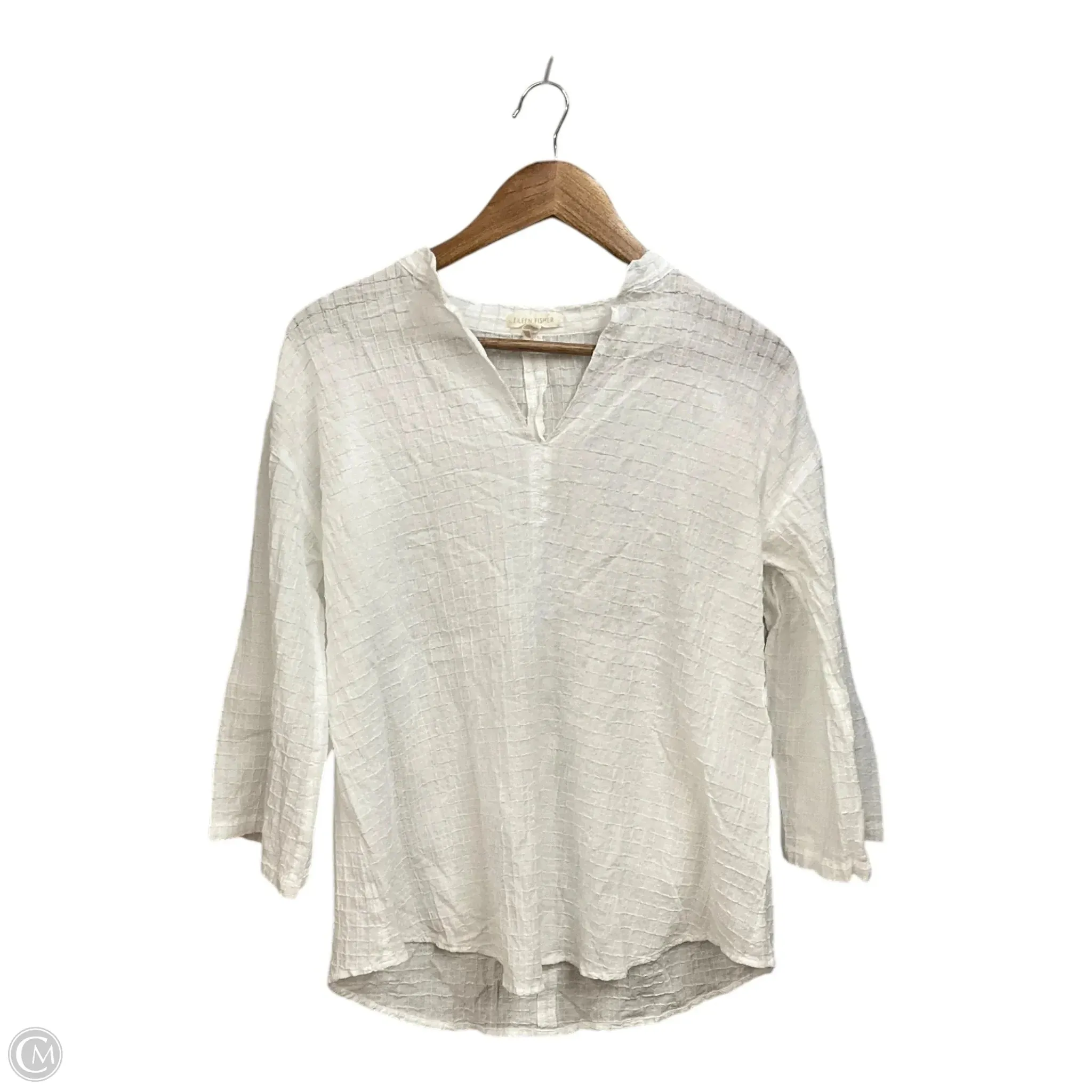 Top 3/4 Sleeve By Eileen Fisher In White, Size: Xs