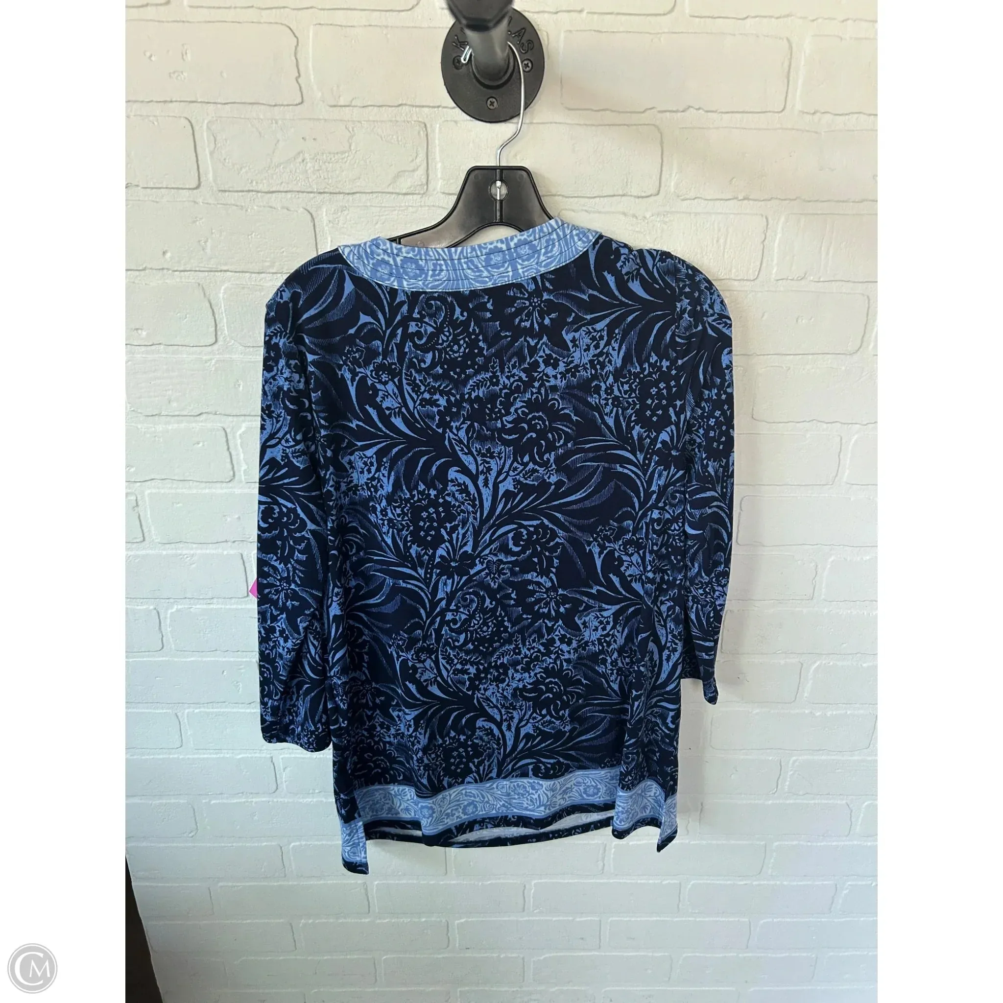 Top 3/4 Sleeve By Jm Collections In Blue, Size: S