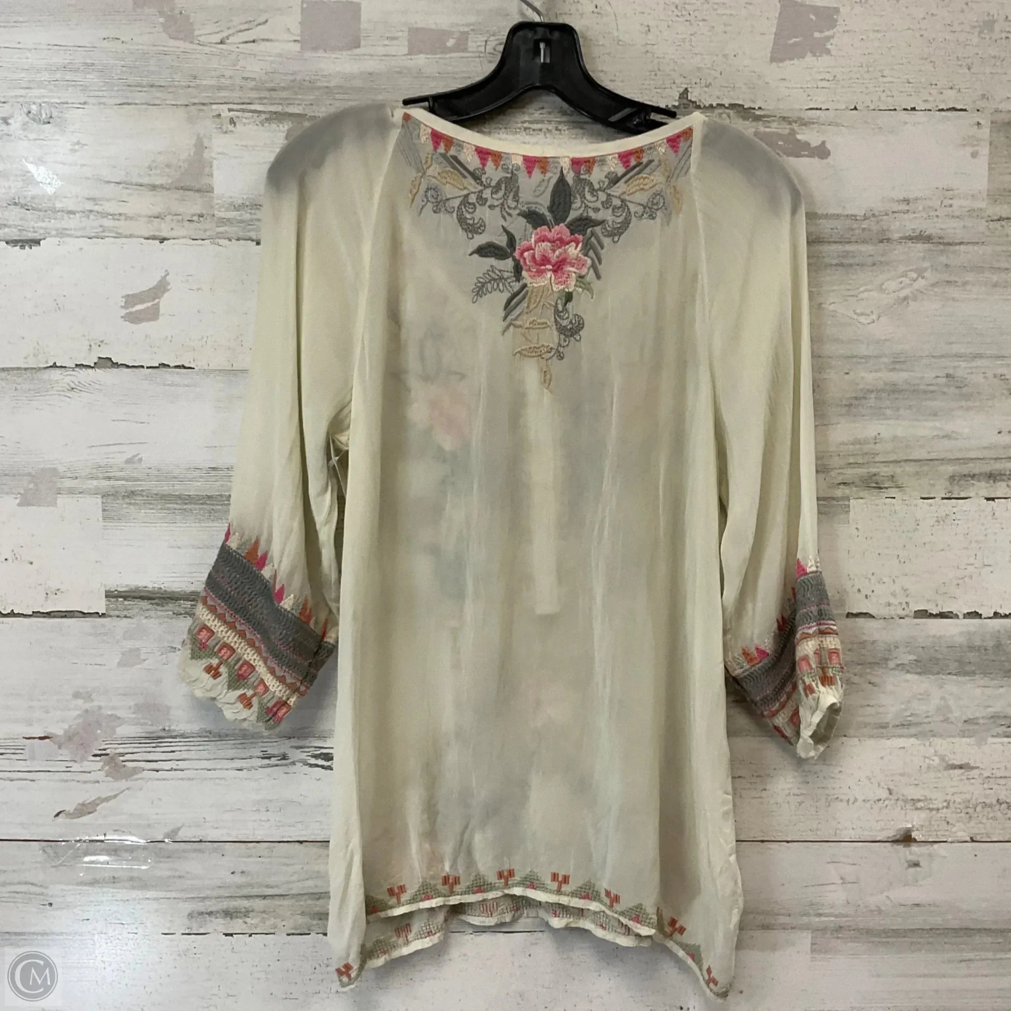 Top 3/4 Sleeve By Johnny Was In Cream, Size: Xs