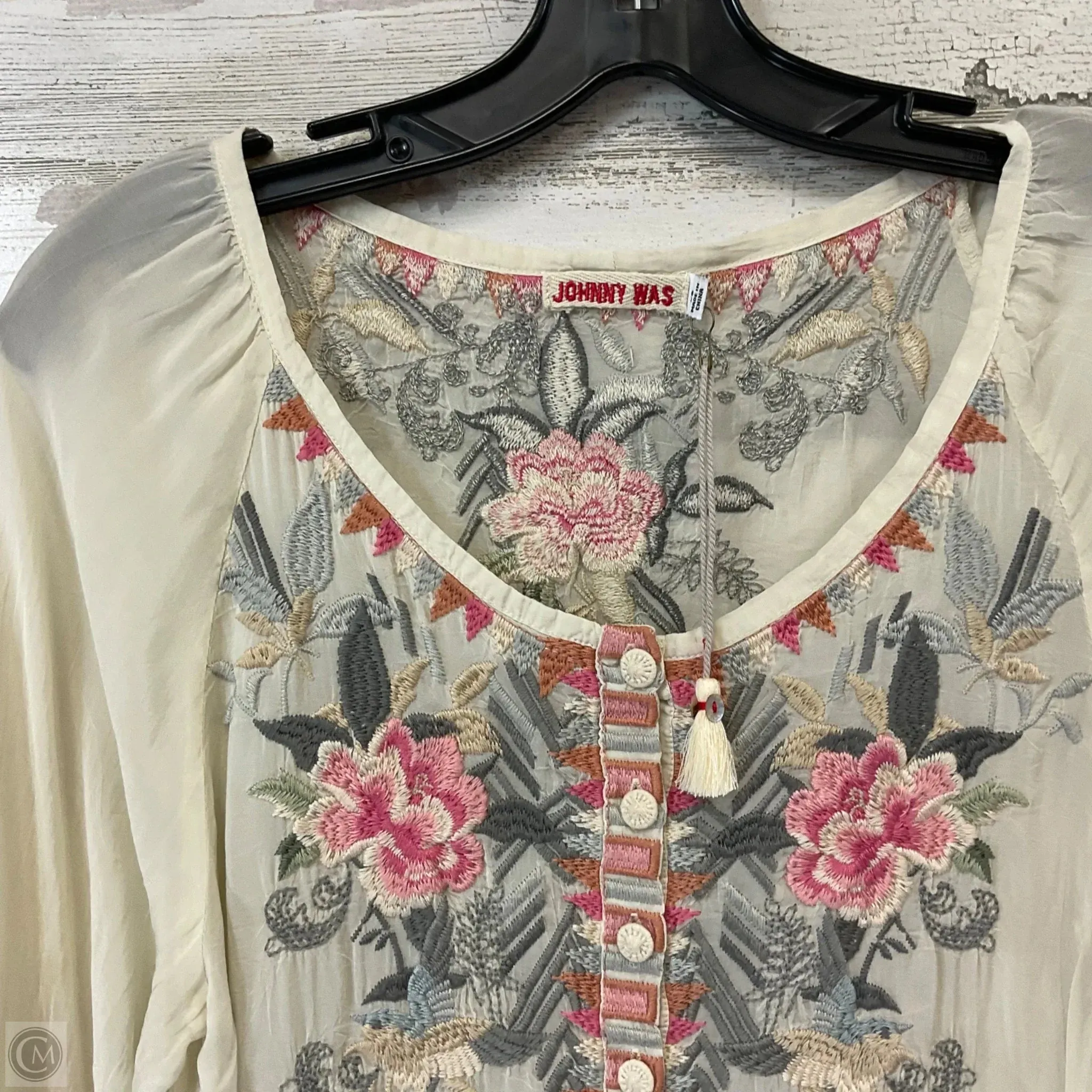 Top 3/4 Sleeve By Johnny Was In Cream, Size: Xs