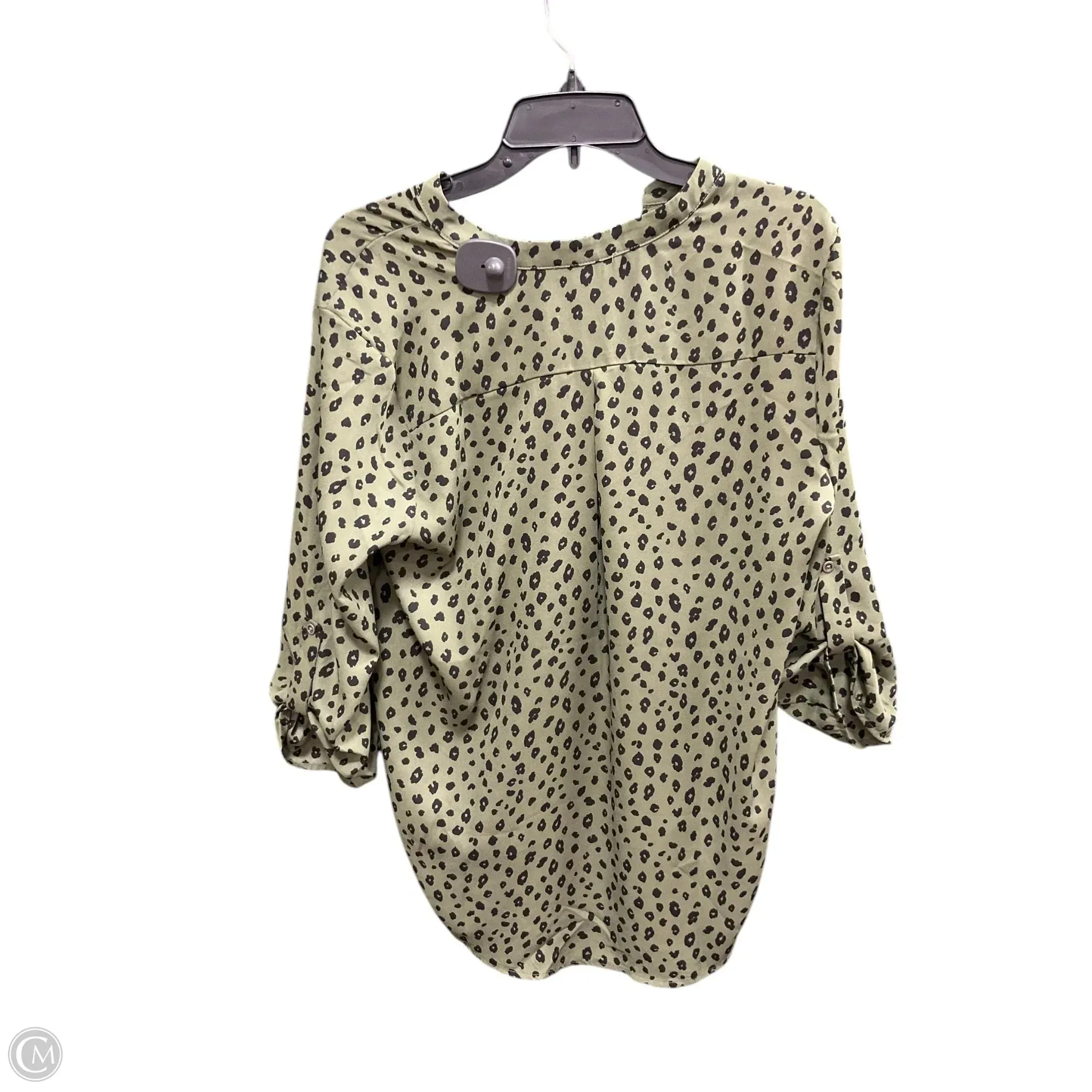 Top 3/4 Sleeve By Lush In Black & Green, Size: L