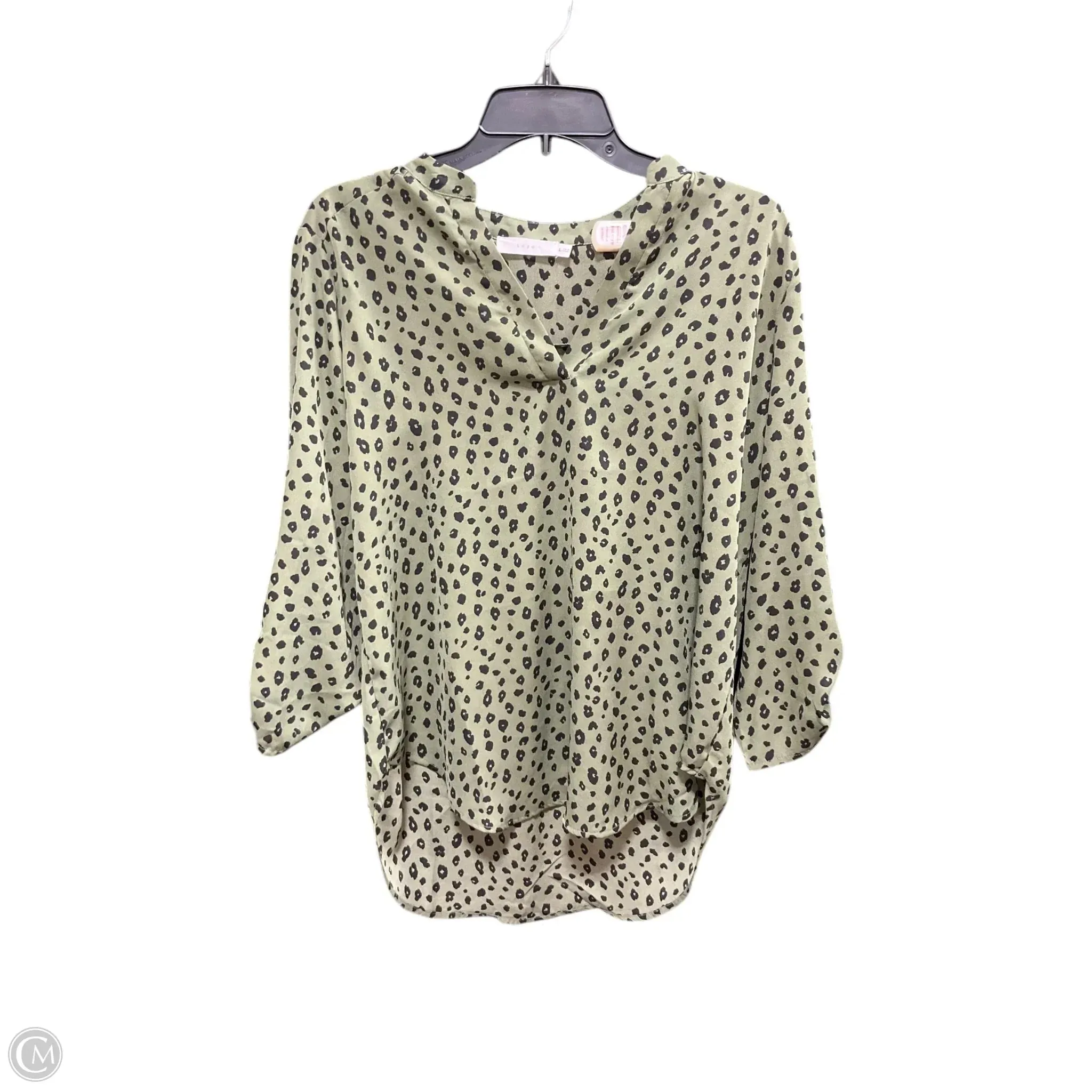 Top 3/4 Sleeve By Lush In Black & Green, Size: L