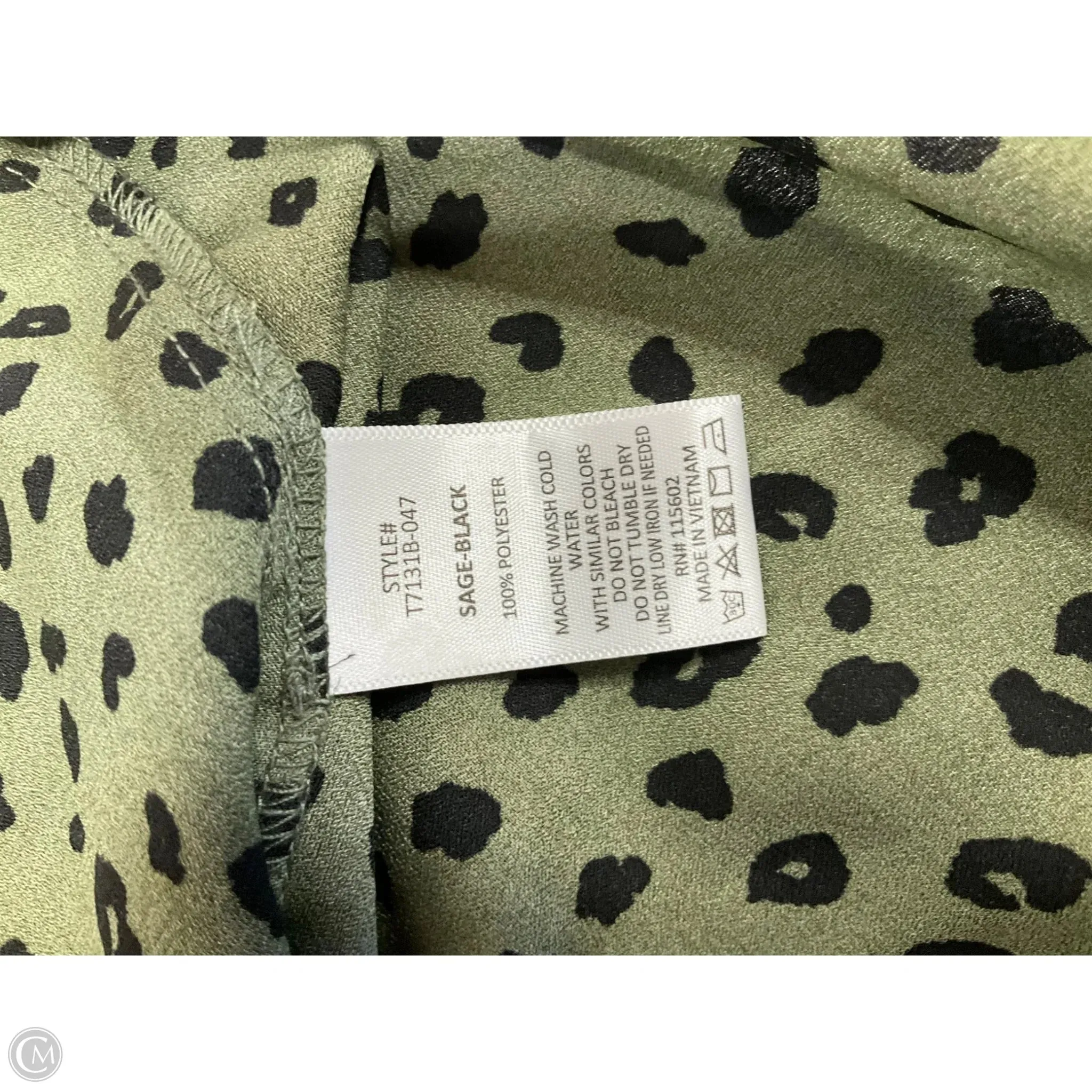 Top 3/4 Sleeve By Lush In Black & Green, Size: L