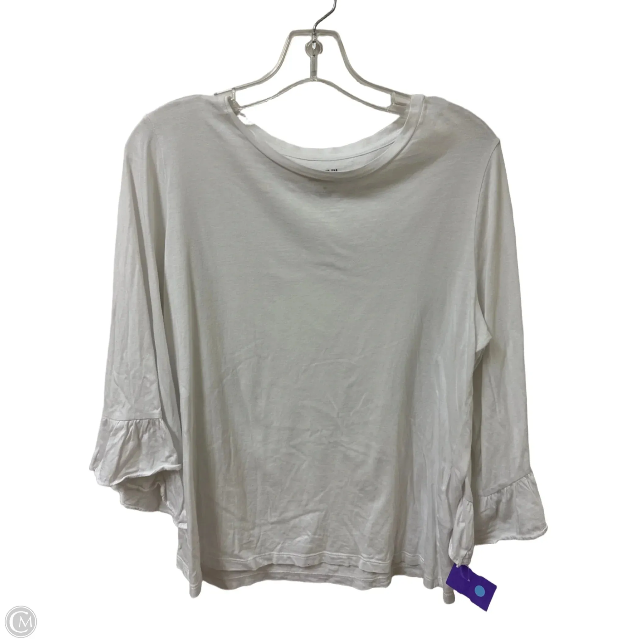 Top Long Sleeve By Banana Republic In White, Size: M