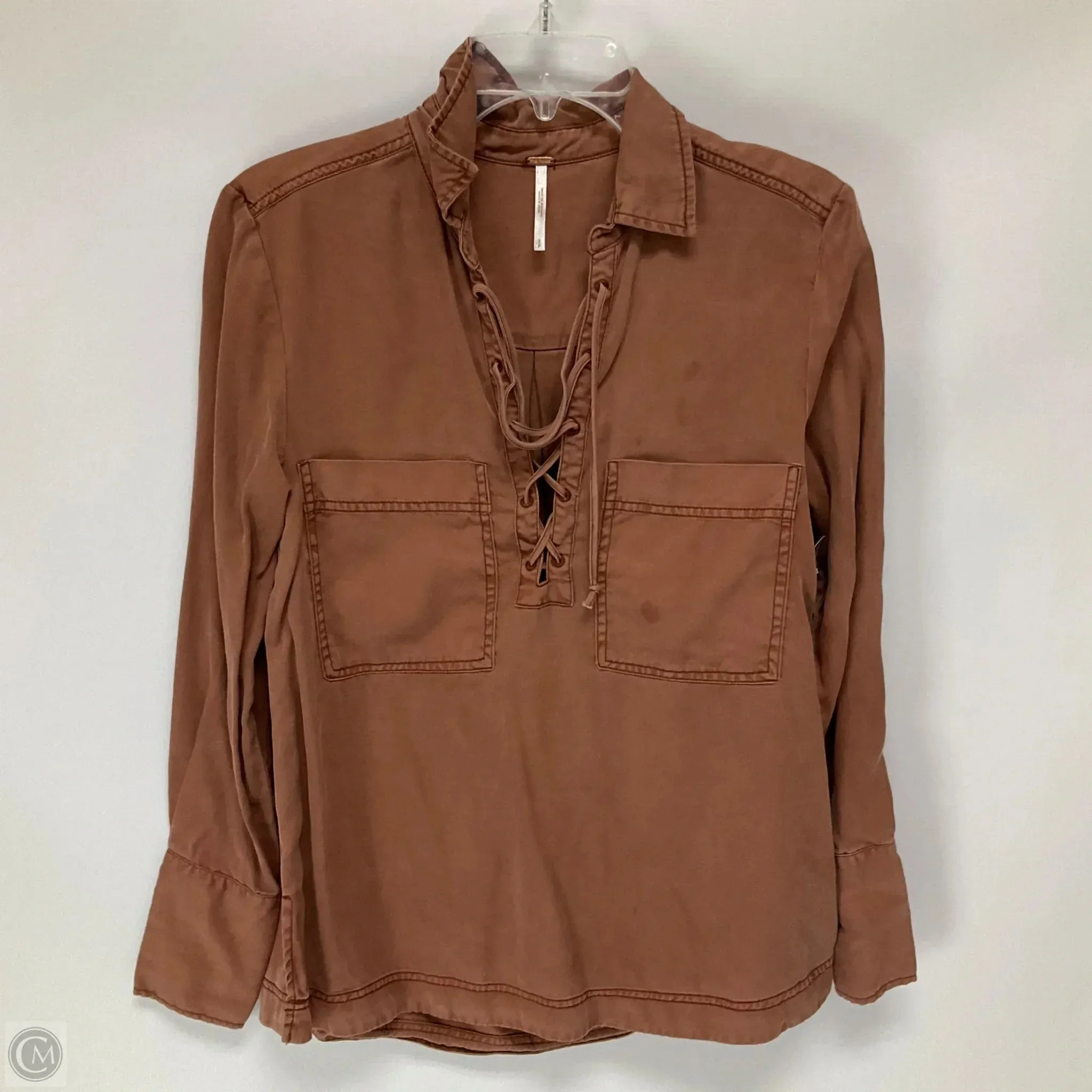 Top Long Sleeve By Free People In Pink, Size: S