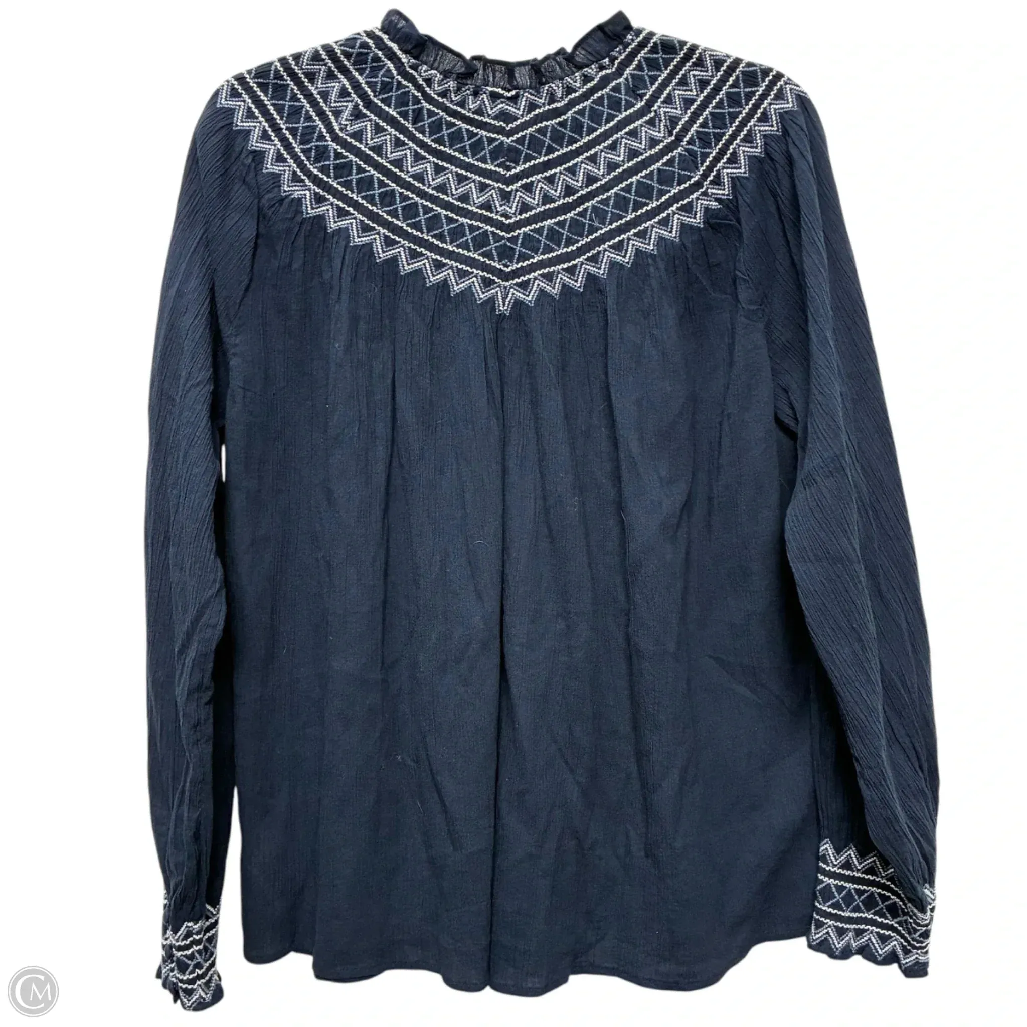Top Long Sleeve By Madewell In Blue, Size: M