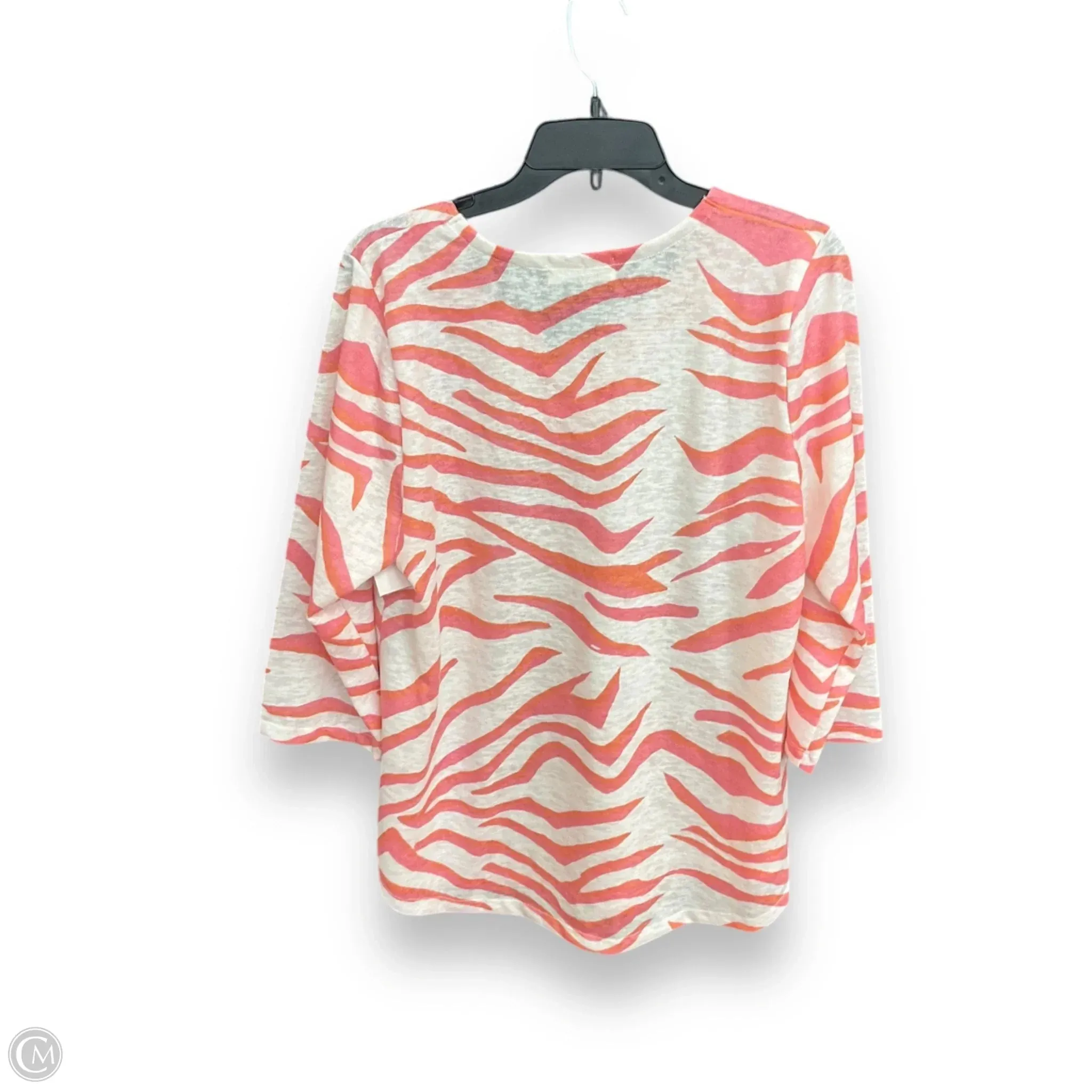 Tunic 3/4 Sleeve By Atelier In Pink & White, Size: L