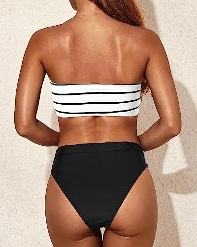Two Piece Bandeau Swimsuit High Cut Bikini Sets