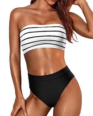 Two Piece Bandeau Swimsuit High Cut Bikini Sets
