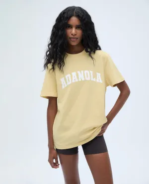 Varsity Short Sleeve Oversized T-shirt - Butter Yellow/Marshmallow White