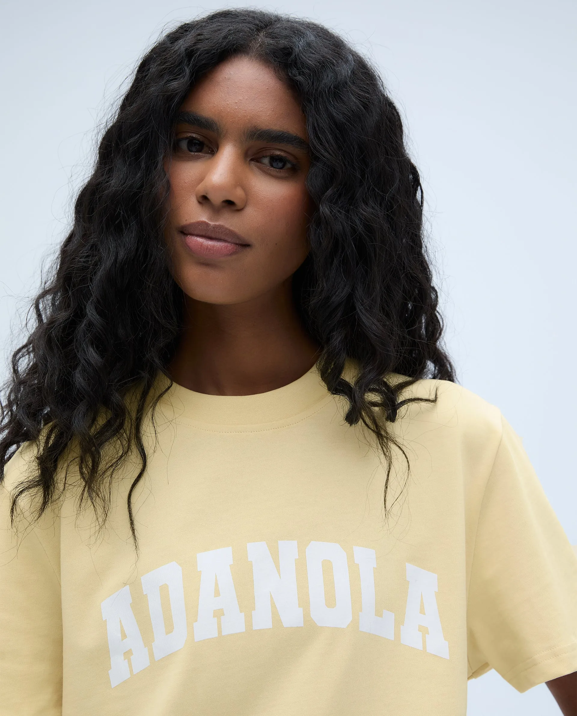 Varsity Short Sleeve Oversized T-shirt - Butter Yellow/Marshmallow White