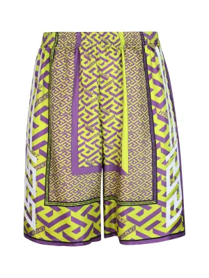 Versace Greca Pattern Logo Printed Shorts